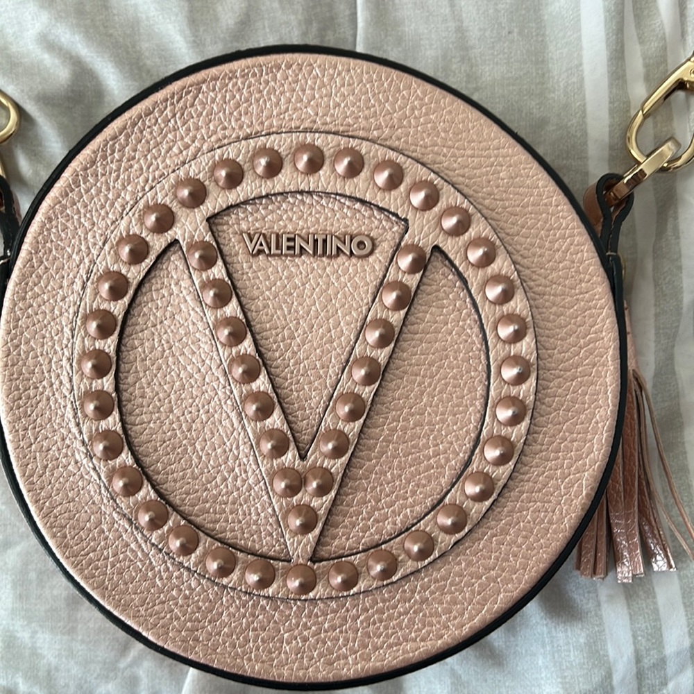 Metallic pink, circular Valentino Crossbody